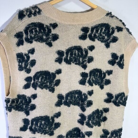 Anthropologie Distressed Floral Sweater Vneck Vest Size Large - Picture 11 of 16